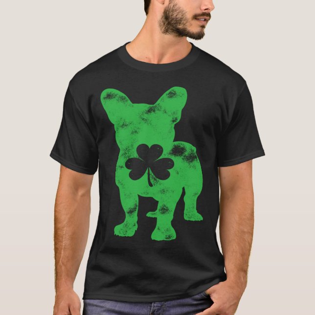 French Bulldog St Patrick s Day Men Women Shamrock T Shirt (Framsida)