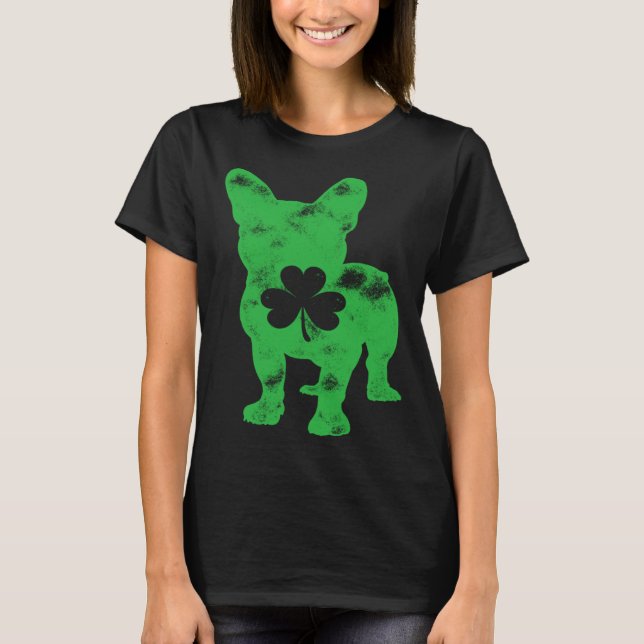 French Bulldog St Patrick s Day Men Women Shamrock T Shirt (Framsida)