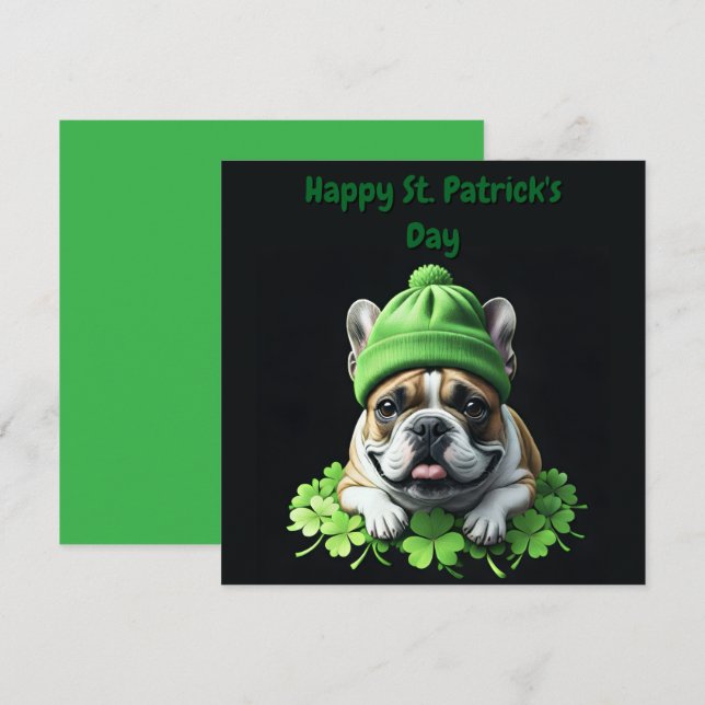 French Bulldog St. Patrick's Day Kleeblatt Glück Inbjudningar (Fram/baksida)