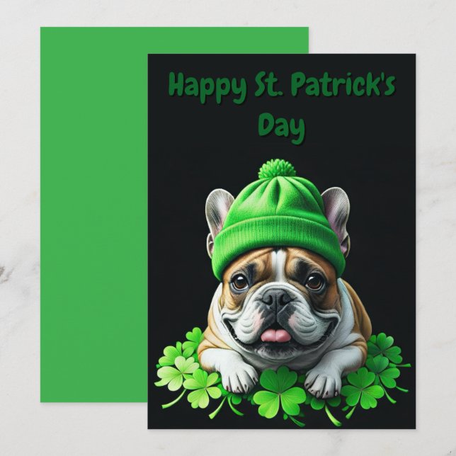 French Bulldog St. Patrick's Day Kleeblatt Glück Spara Datumet (Fram/baksida)