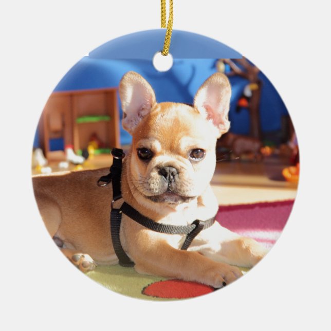 French Bulldog süßer Welpe Julgransprydnad Keramik (Framsidan)