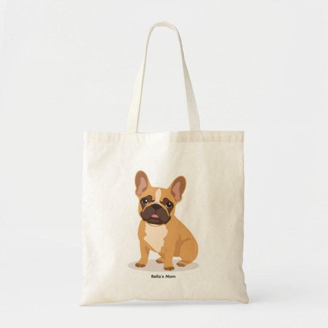 French Bulldog Tote Bag Playful Illustrated Dog Tygkasse (Framsidan)