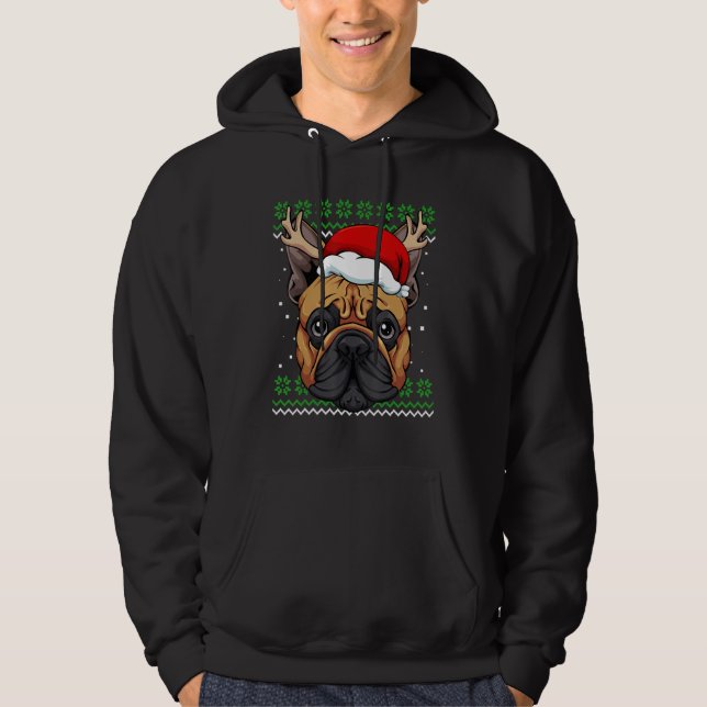 French Bulldog Ugly Christmas Pajama Cute Dog Antl Hoodie (Framsida)