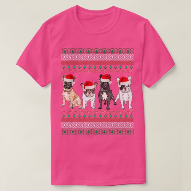 French Bulldog Ugly Christmas Sweater  T Shirt (Design framsida)