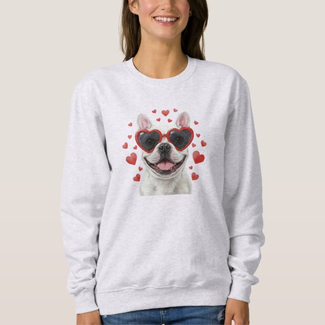 French Bulldog Valentine Dog Portrait Illustration T Shirt (Framsida)