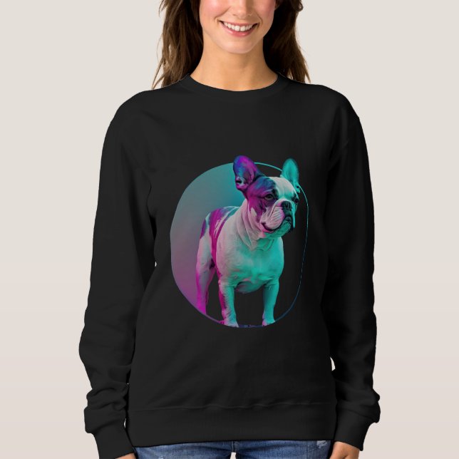 French Bulldog Vaporwave Retrowave Aesthetic T Shirt (Framsida)
