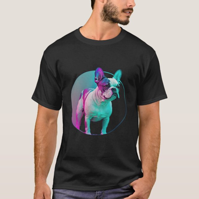 French Bulldog Vaporwave Retrowave Aesthetic T Shirt (Framsida)