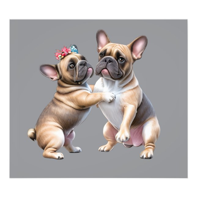 French Bulldog  verliebt Valentinstag  Fototryck (Framsidan)