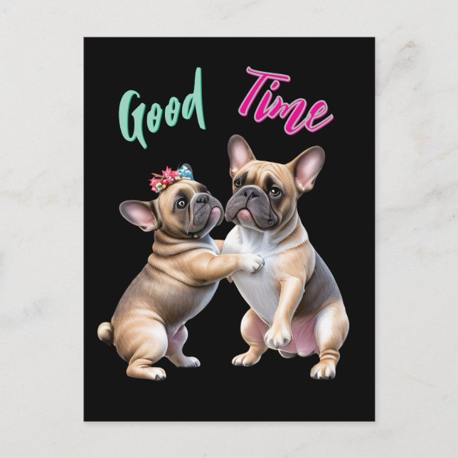 French Bulldog  verliebt Valentinstag  Vykort (Framsida)
