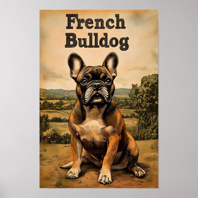 French Bulldog Vintage Art Poster (Framsidan)