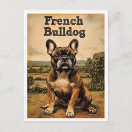 French Bulldog Vintage Art Vykort
