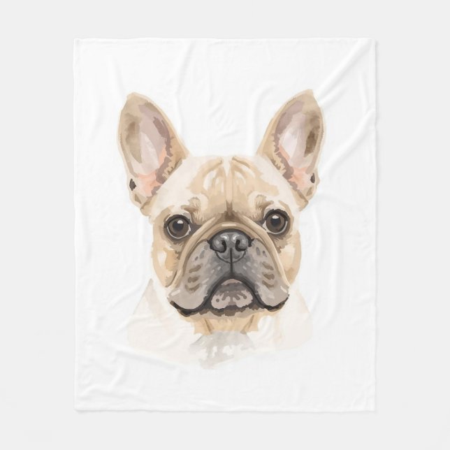 French Bulldog Watercolor Fleece Blanket Neutral (Framsidan)