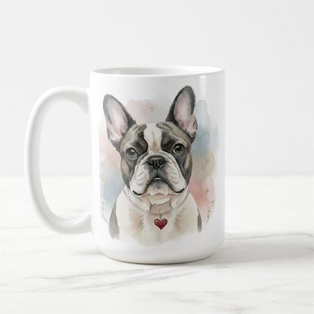 French Bulldog Watercolor Mug – Soft Valentine  Kaffemugg (Vänster)