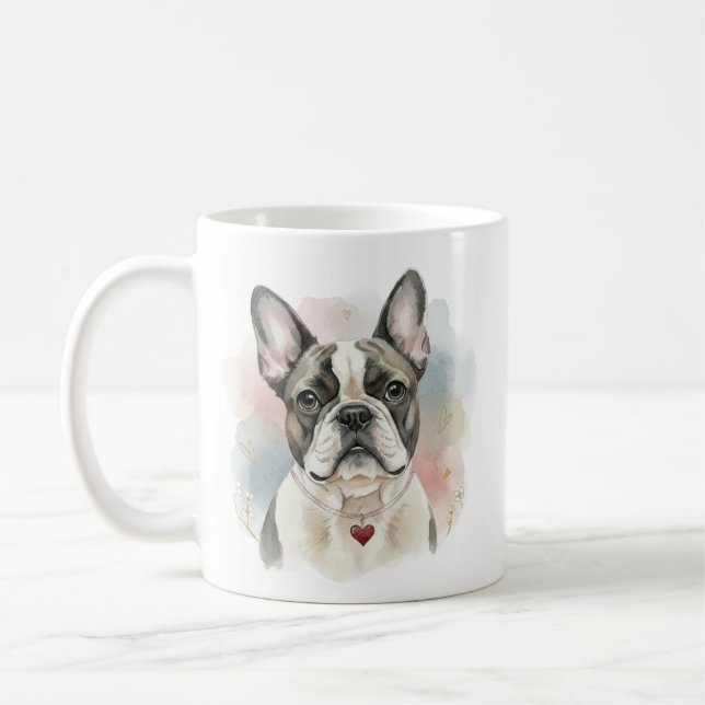 French Bulldog Watercolor Mug – Soft Valentine Sty Kaffemugg (Vänster)