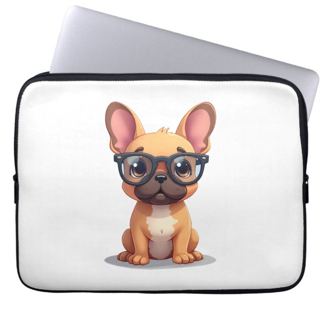 French Bulldog Wearing Glasses Copy Laptop Fodral (Framsidan)