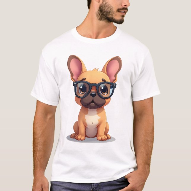 French Bulldog Wearing Glasses Copy T Shirt (Framsida)