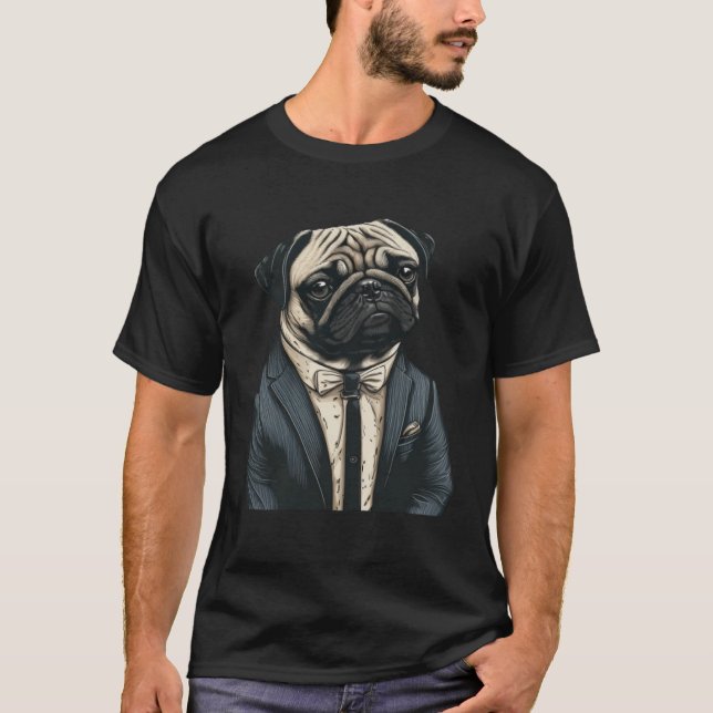 French Bulldog Wearing Suit Frenchie Frenchy Boule T Shirt (Framsida)