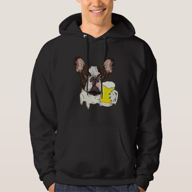 French Bulldog with Beer Hoodie (Framsida)