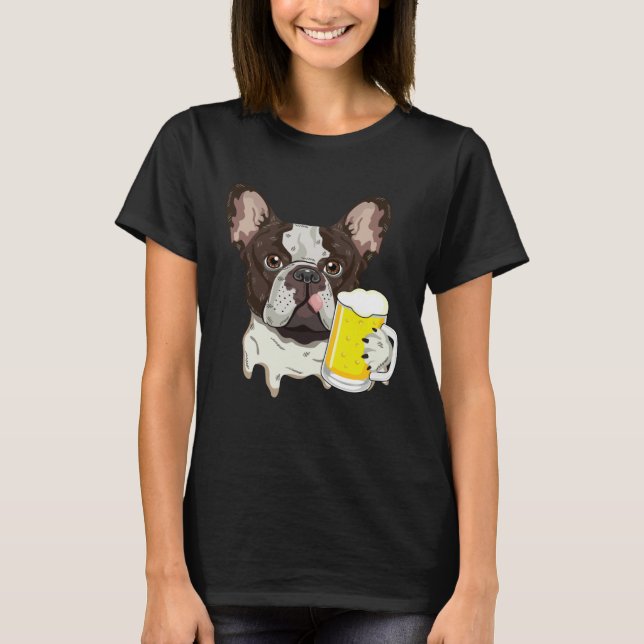 French Bulldog with Beer T Shirt (Framsida)