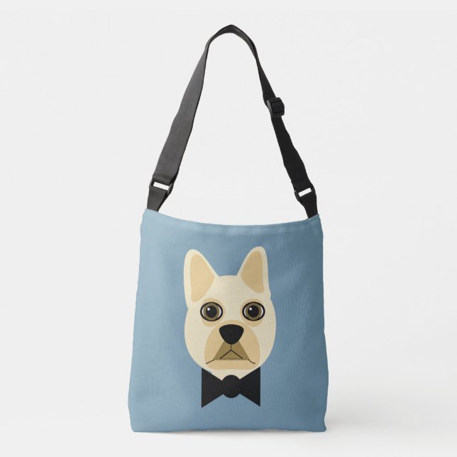 French Bulldog with bowtie blue Axelväska (Framsida)
