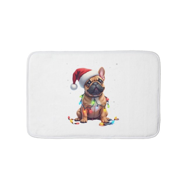 French Bulldog Xmas Lighting Santa French Bulldog  Badrumsmatta (Framsidan)
