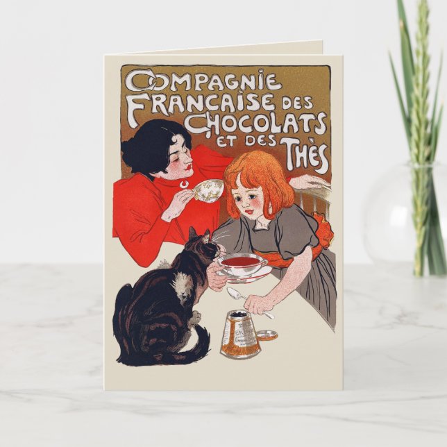 French Chocolate Party Steinlen Art Kort (Framsida)