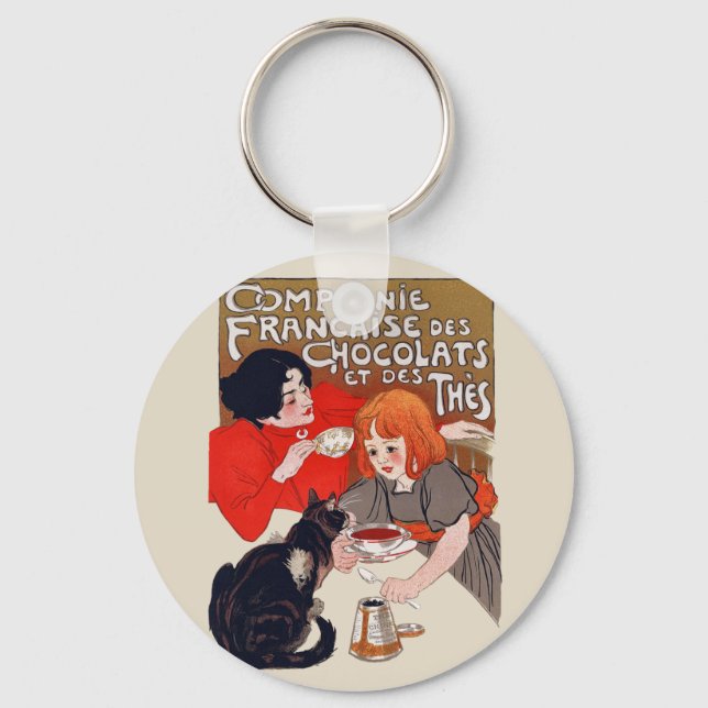 French Chocolate Party Steinlen Art Nyckelring (Framsida)