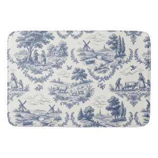 French Country - Blue & Cream Toile Countryside Badrumsmatta
