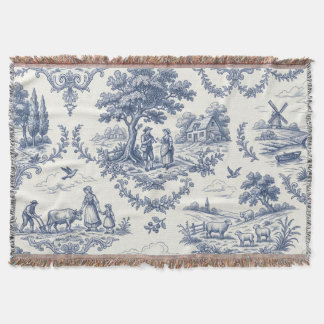 French Country - Blue & Cream Toile Countryside Filt