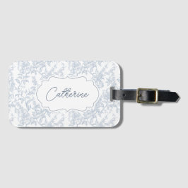 French Country Blue Toile Floral Lace Personalized Bagagebricka