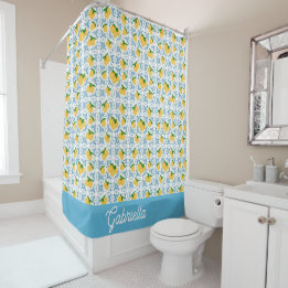 French Country Lemon Blue Tile Pattern