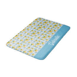 French Country Lemon Blue Tile Pattern Badrumsmatta