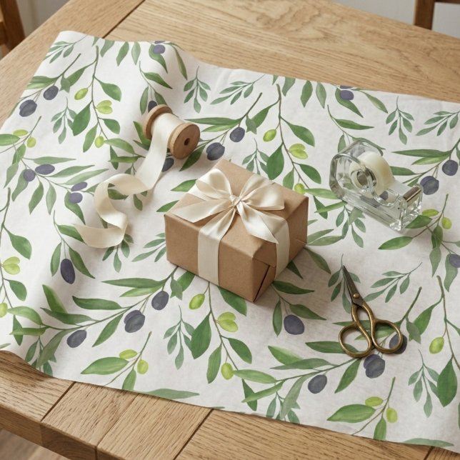French Country Olive Pattern  Presentpapper (Skapare uppladdad)