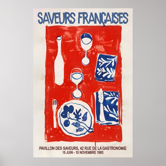 French Cuisine Art Print Modern Kitchen Bistro Poster (Framsidan)