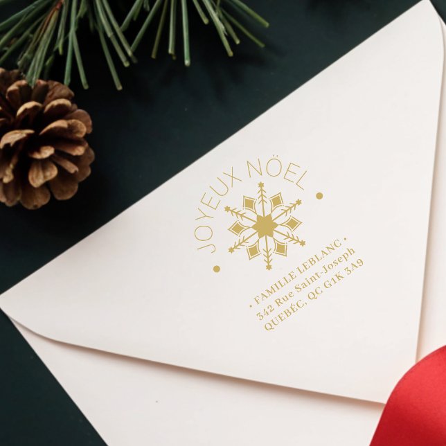 French Cute Sophisticated Snowflake Christmas  Stämpel (French Cute Sophisticated Snowflake Christmas Winter Address Rubber Stamps. )