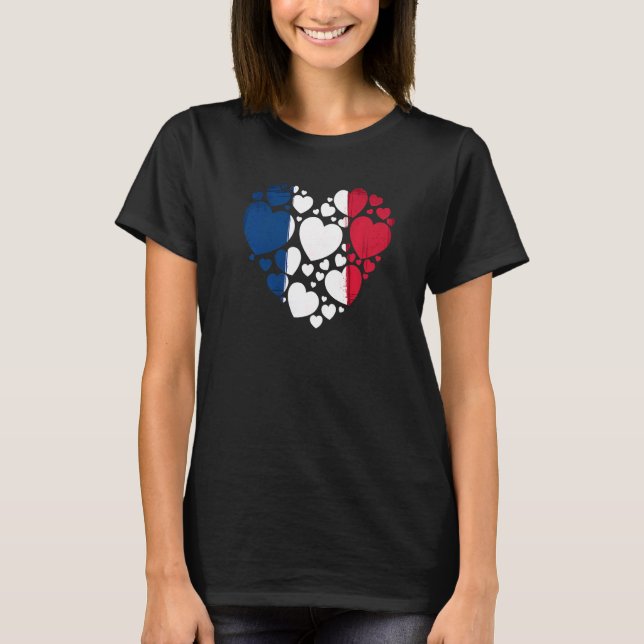 French Flag Heart Idea For Kids & France Flag Heri T Shirt (Framsida)