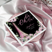 French Floral Oh la la Bridal Shower Paper Napkin