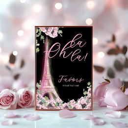 French Floral Oh la la Bridal Shower Pedestal Sign