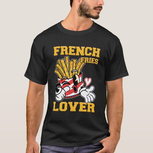 French Fries Lover Men Black T Shirt (Framsida)