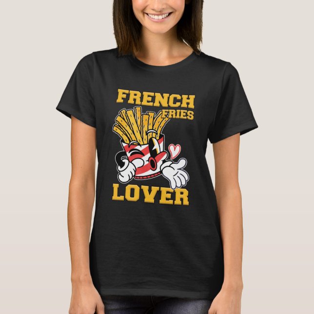 French Fries Lover Women Black T Shirt (Framsida)