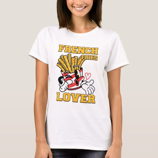 French Fries Lover Women White T Shirt (Framsida)
