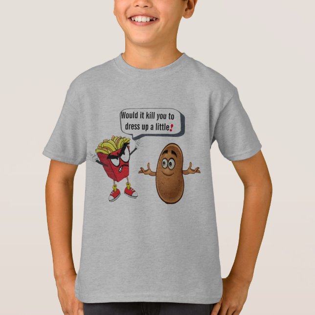 French Fries Telling Raw Potato Dress-up Kid Funny T Shirt (Framsida)