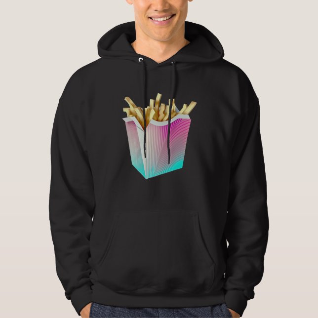 French Fries Vaporwave Retrowave Aesthetic Hoodie (Framsida)