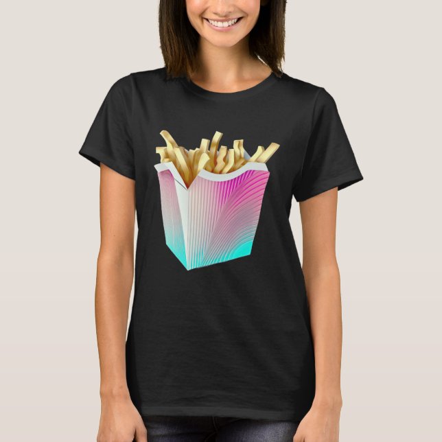 French Fries Vaporwave Retrowave Aesthetic T Shirt (Framsida)