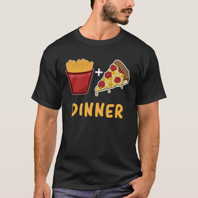 French Fry And Pizza Dinner T Shirt (Framsida)