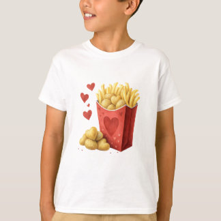 French fry carton with heart-shaped potatoes t shirt