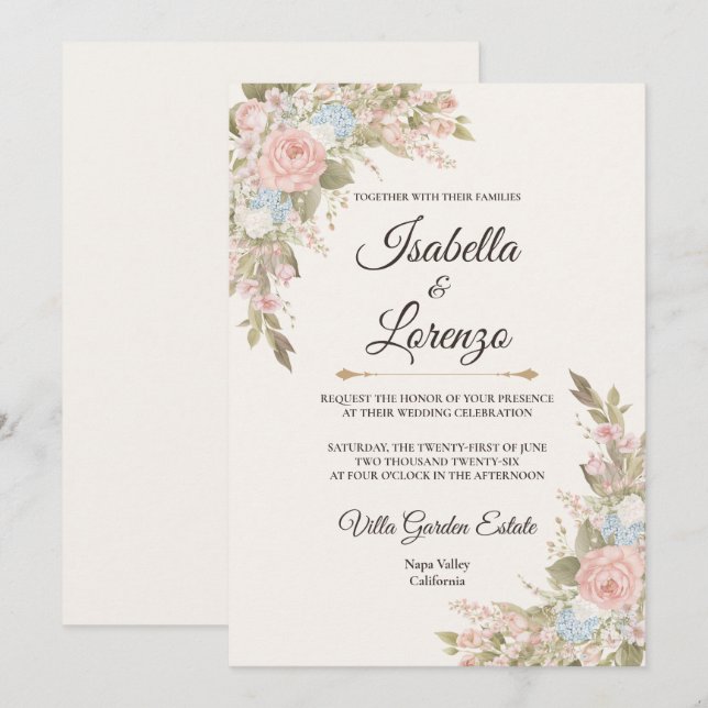 French Garden Romance Suite Wedding Invitations Inbjudningar (Fram/baksida)