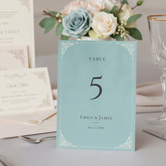 French Heron Dusty Blue Wedding Suite Bordsnummer