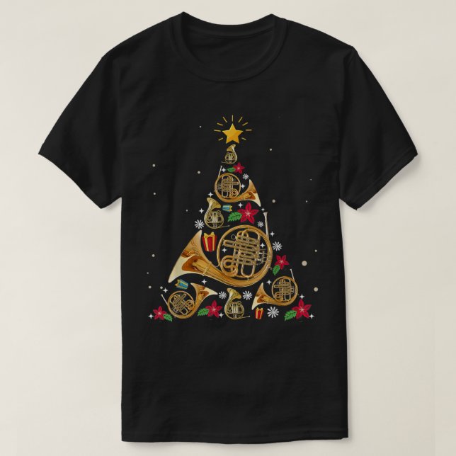 French Horn Christmas Tree T Shirt (Design framsida)