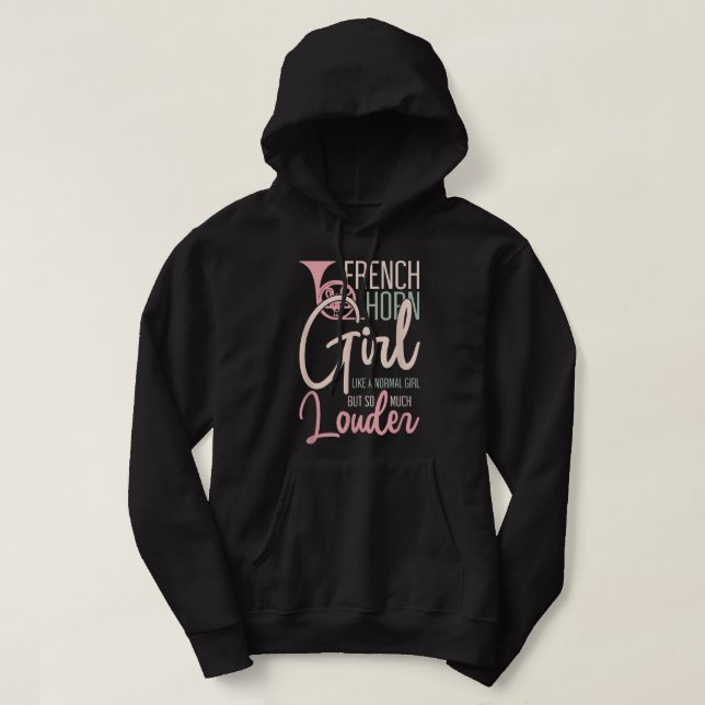French Horn Girl Funny Music Lover Marching Band3 Hoodie (Design framsida)